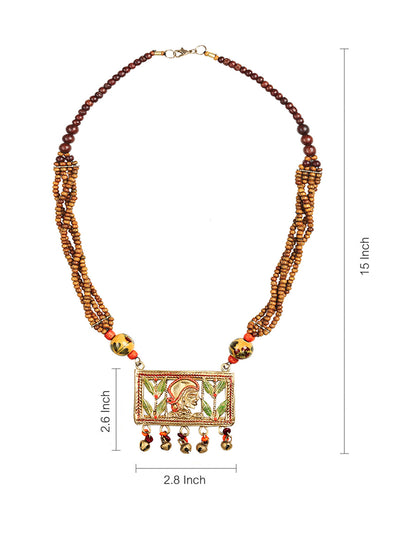 Tribal Lady Strands' Bohemian Brass Necklace Handcrafted In Dhokra Art (Matinee)