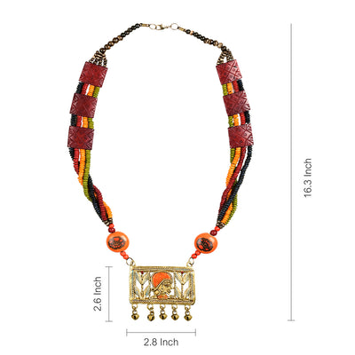 Tribal Queen Floral' Bohemian Brass Necklace Handcrafted In Dhokra Art (Matinee)