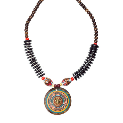 Tribal Dhokra Black' Bohemian Brass Necklace Handmade In Dhokra Art (Brass | Wood | Matinee)