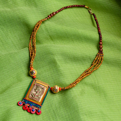 Tribal Dhokra Woman' Bohemian Brass Necklace Handmade In Dhokra Art (Brass | Wood | Matinee)