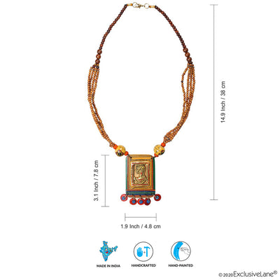 Tribal Dhokra Woman' Bohemian Brass Necklace Handmade In Dhokra Art (Brass | Wood | Matinee)