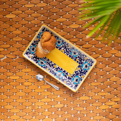 Badamwari Bagheecha' Hand-Painted Ceramic Serving Platter (Set of 1 | Microwave Safe)