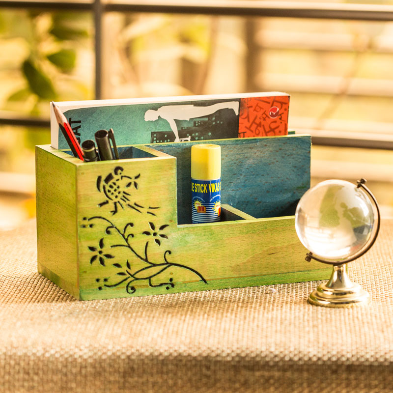 Bird Collection Wooden Table Organizer