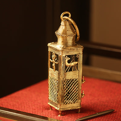 'Glowing Lantern' Handmade Brass Tea Light Holder In Dhokra Art