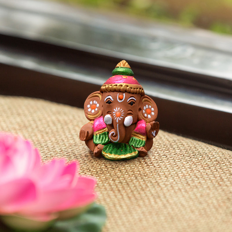 Terracotta Handpainted Baby Car Ganesha