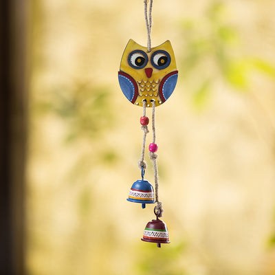 'Owl Motif' Decorative Hanging Metal Wind Chime (2 Bells)