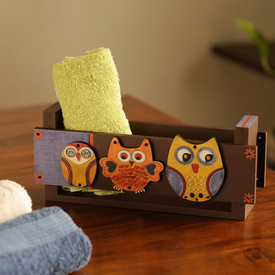 'Triple Owl Motifs' Towel Holder (Upto 3 Towels)