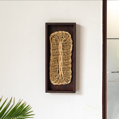 'Jubilant Jute' Handcrafted Wall Decor In Recycled Wood & Jute (14 Inch)