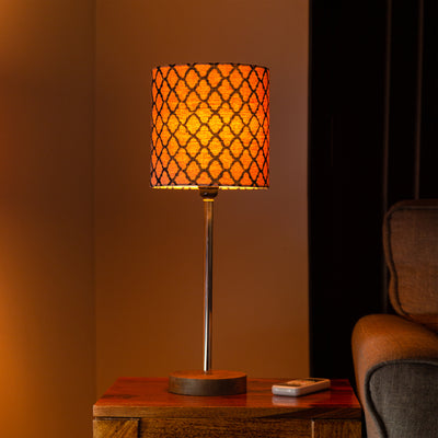 'Moroccan Navy' Handcrafted Table Lamp In Mango Wood & Steel (18 Inch)