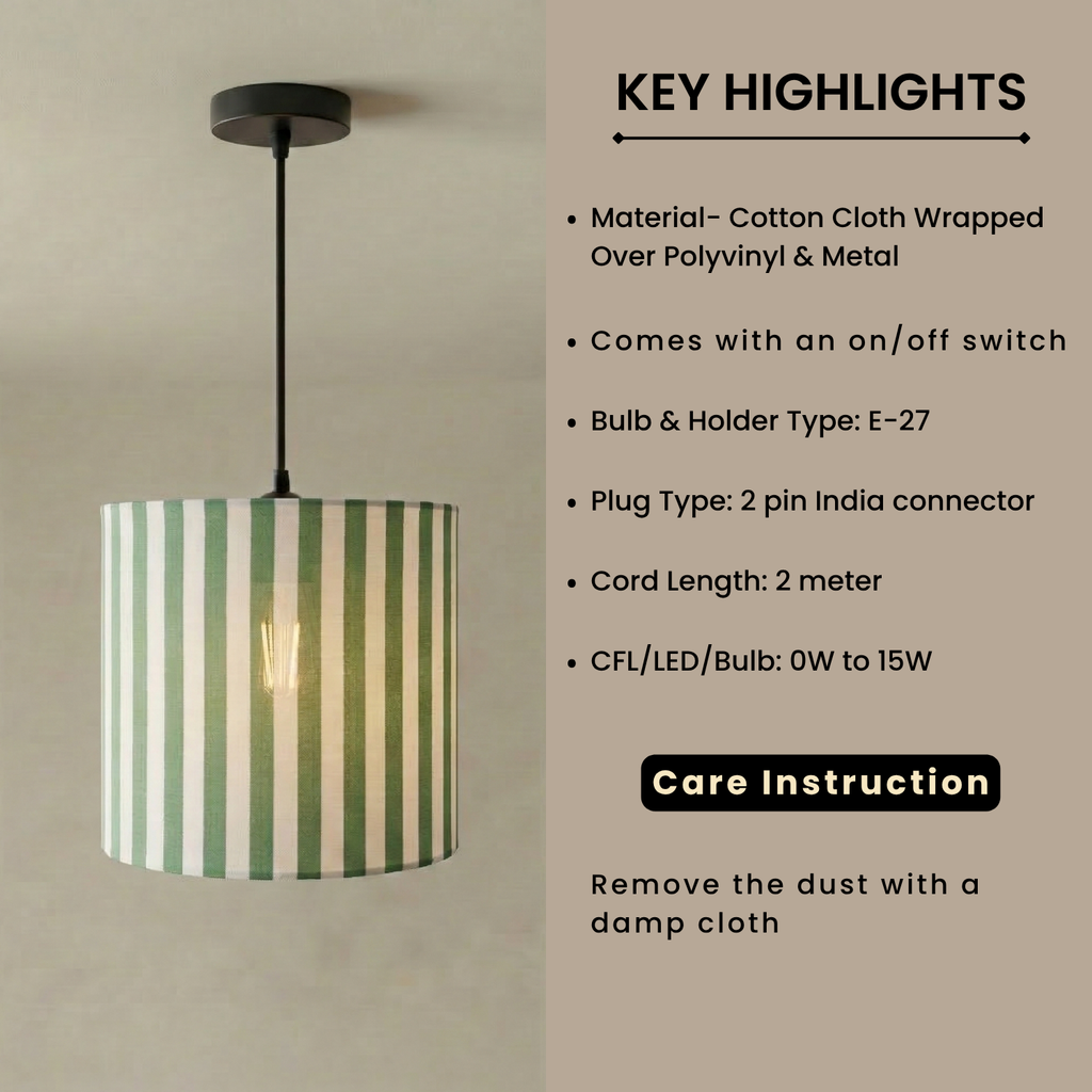 ‘Nature Essence’ Cotton Cloth Hanging Pendant Lamp (22.8 Cm, Without Bulb, Handcrafted)