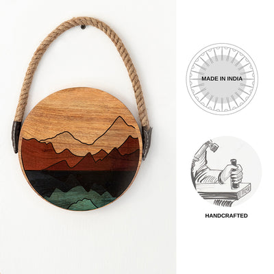 'Mountain Valley' Wall Décor Hanging (Mango Wood, Handcrafted, 7.7 Inch)