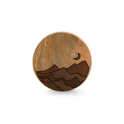 'Moonlit Dunes' Decorative Wall Plate Hanging (Mango Wood, Handcrafted, 6.0 Inches)