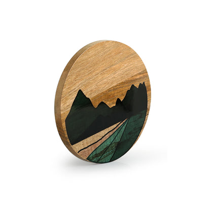 'Mountain Retreat' Decorative Wall Plate Hanging (Mango Wood, Handcrafted, 10 Inches)