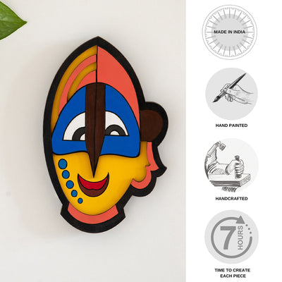 Tribal 'African Women Mask' Decorative Wall Décor Hanging (10 Inch, Hand-Painted)