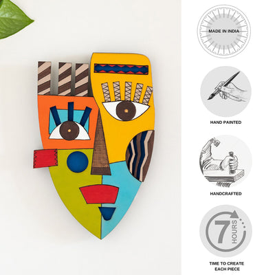 Tribal 'African Warrior Mask' Decorative Wall Décor Hanging (11 Inch, Hand-Painted)