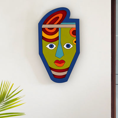Tribal 'African Queen Mask' Decorative Wall Décor Hanging (13 Inch, Hand-Painted)