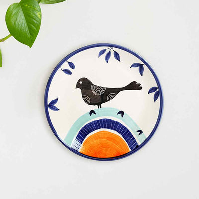 Sparrow' Decorative Ceramic Wall Plate (10 Inch | Handpainted)