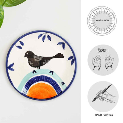 Sparrow' Decorative Ceramic Wall Plate (10 Inch | Handpainted)