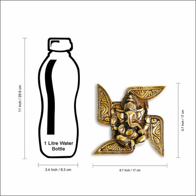 'Swastik-Ganesha' Wall Décor Brass Wall Hanging (Hand-Etched, 6.7 Inches, 1.04 Kg)