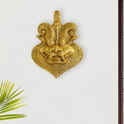 Lord Yali' Wall Décor Pure Brass Wall Hanging (16 cm, 0.54 Kg, Hand-Etched)