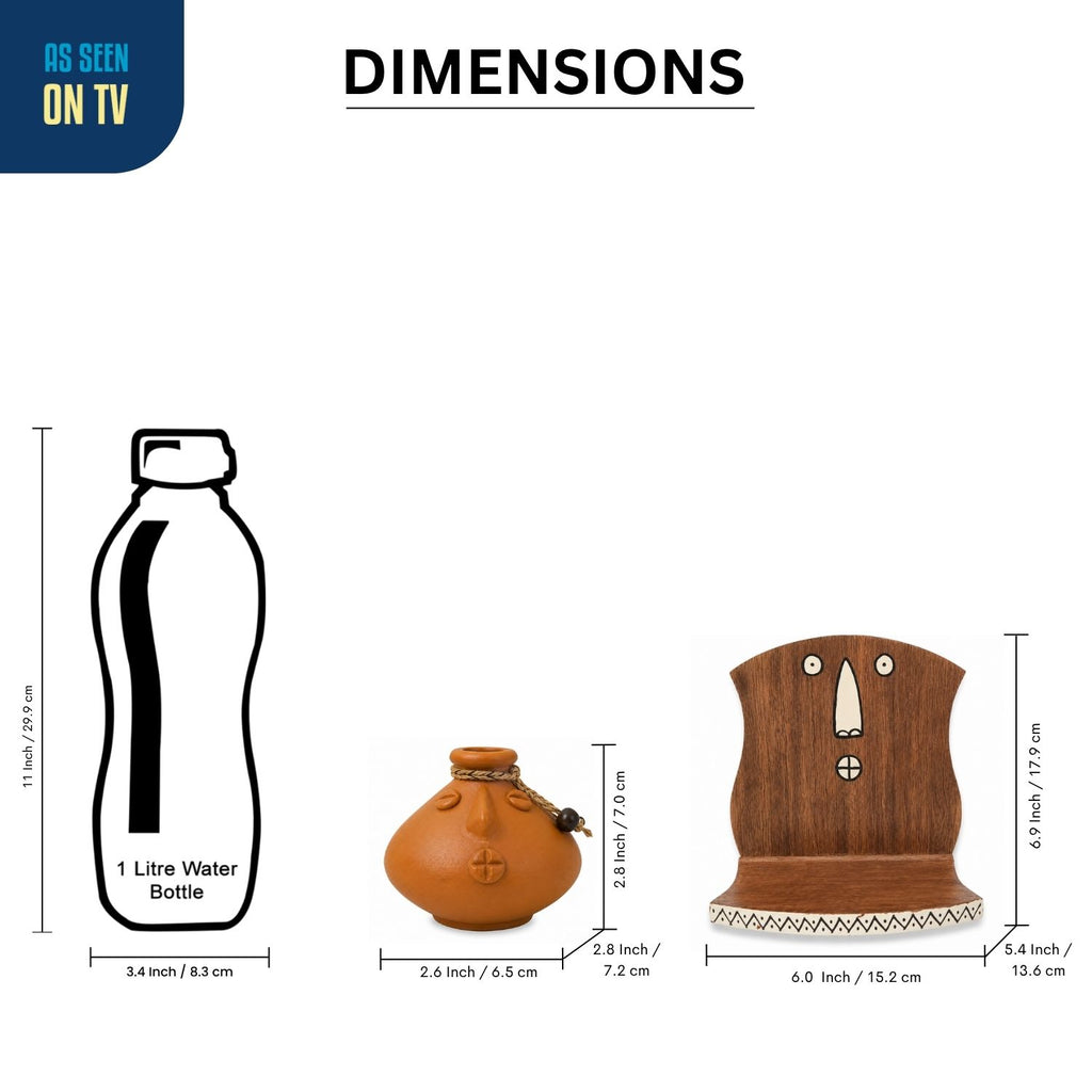Earthen Frame Terracotta Decorative Pots With Mango Wooden Frame Wall Hanging (Earthen Brown, Handmade)