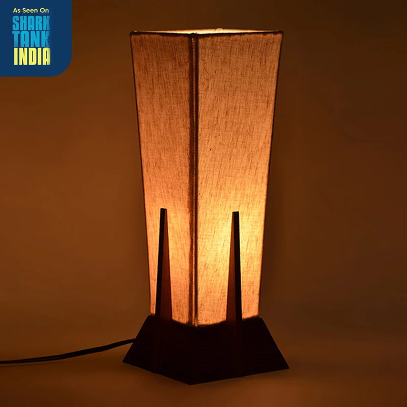 35.6 cm Pyramid Table Lamp In Sheesham Wood