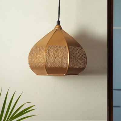 Moroccan Paradise Hand-Etched Pendant Lamp In Iron (Set of 2, 20.3 cm)