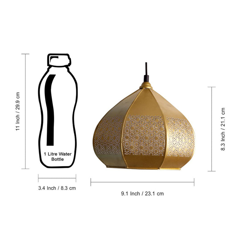 Moroccan Paradise Hand-Etched Pendant Lamp In Iron (Set of 2, 20.3 cm)