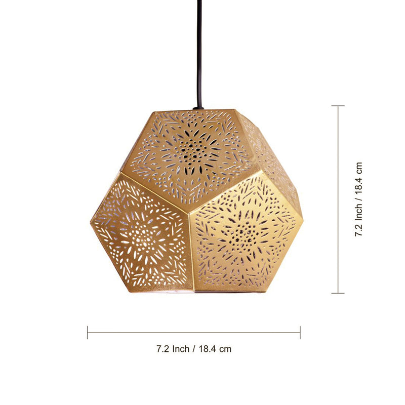 Moroccan Geometry Hand-Etched Pendant Lamp In Iron (Set of 2, 17.8 cm)