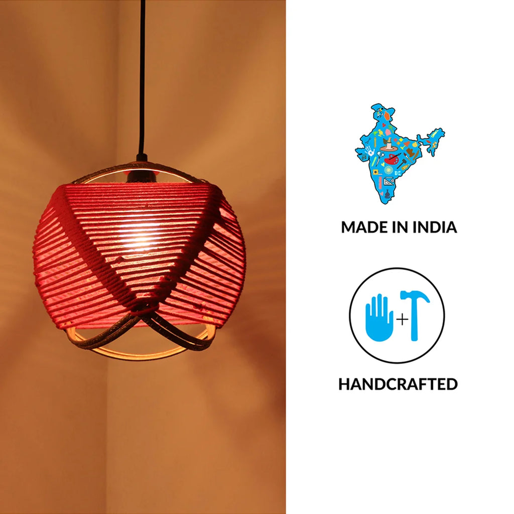 Jute Goblet Pendant Lamp In Iron (Set of 2, 20.3 cm)