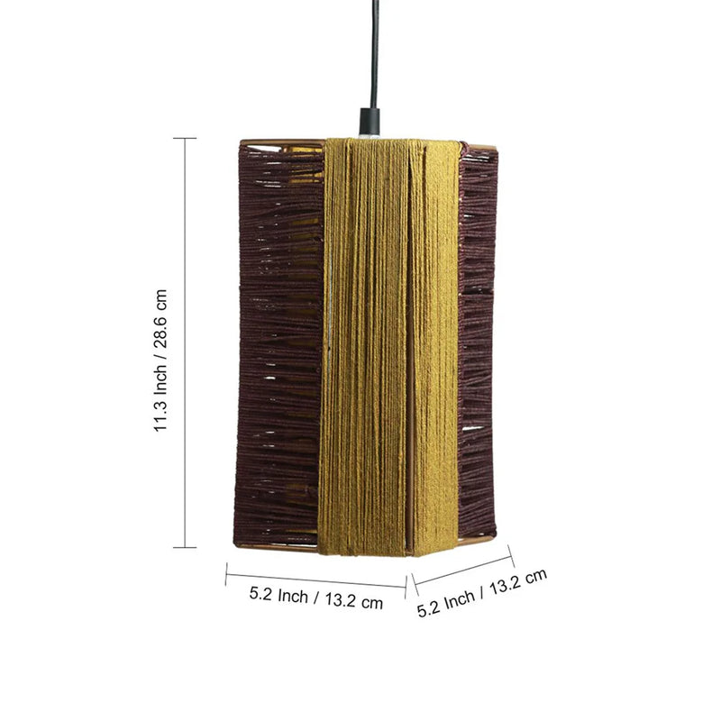 Jute Glimmers Handwoven Cuboidal Hanging Pendant Lamp In Jute & Iron (Set of 2, 27.9 cm)