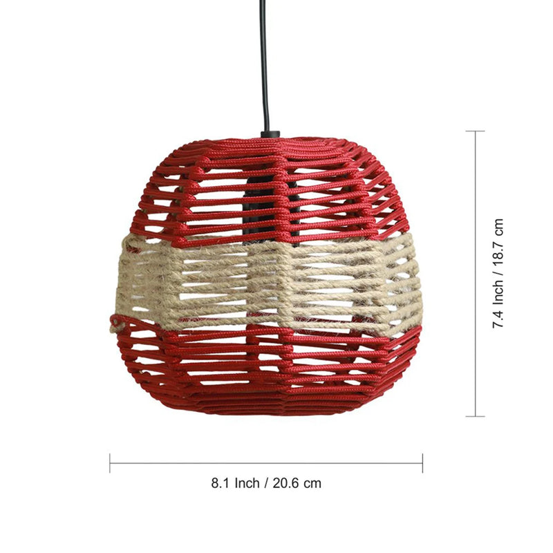 Jute Shimmers Handwoven Spherical Hanging Pendant Lamp In Jute & Iron (Set of 2, 17.8 cm)