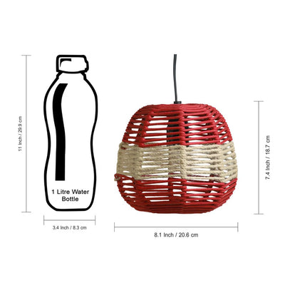 Jute Shimmers Handwoven Spherical Hanging Pendant Lamp In Jute & Iron (Set of 2, 17.8 cm)