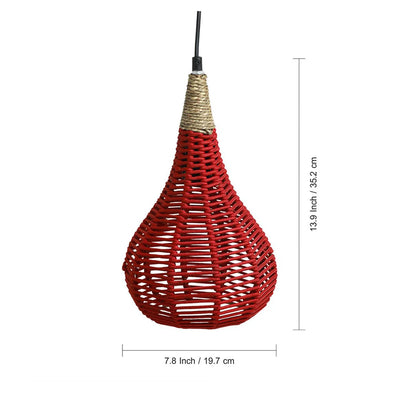 Cotton Paradise Handwoven Conical Hanging Pendant Lamp In Cotton Rope & Iron (Set of 2, 35.6 cm)