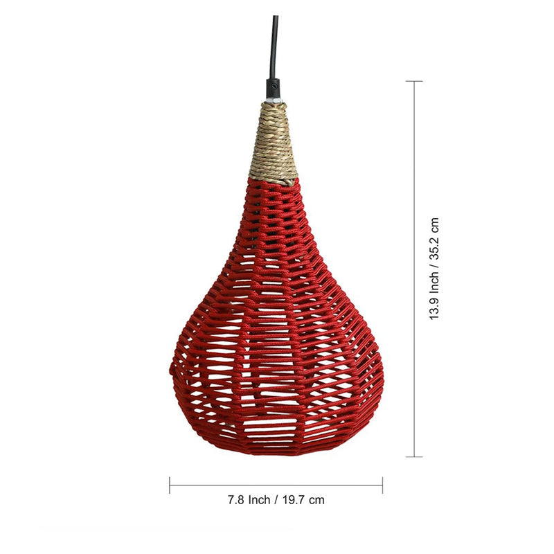 Cotton Paradise Handwoven Conical Hanging Pendant Lamp In Cotton Rope & Iron (Set of 2, 35.6 cm)