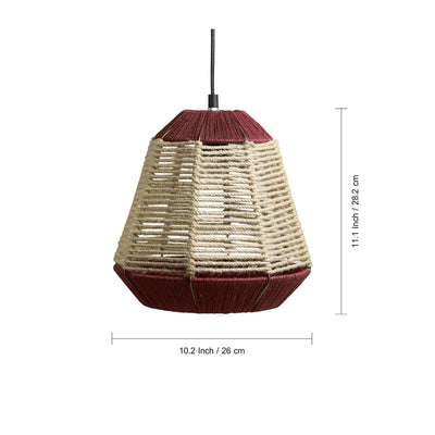 Jute Fluorescence Handwoven Pyramidal Hanging Pendant Lamp In Jute & Iron (Set of 2, 27.9 cm)