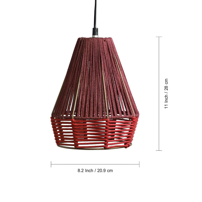 Jute Sensations Handwoven Pyramidal Hanging Pendant Lamp In Jute & Iron (Set of 2, 27.9 cm)