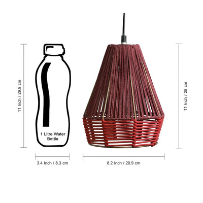 Jute Sensations Handwoven Pyramidal Hanging Pendant Lamp In Jute & Iron (Set of 2, 27.9 cm)