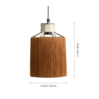 Jute Miracles Handwoven Cylindrical Hanging Pendant Lamp In Jute & Iron (Set of 2, 27.9 cm)