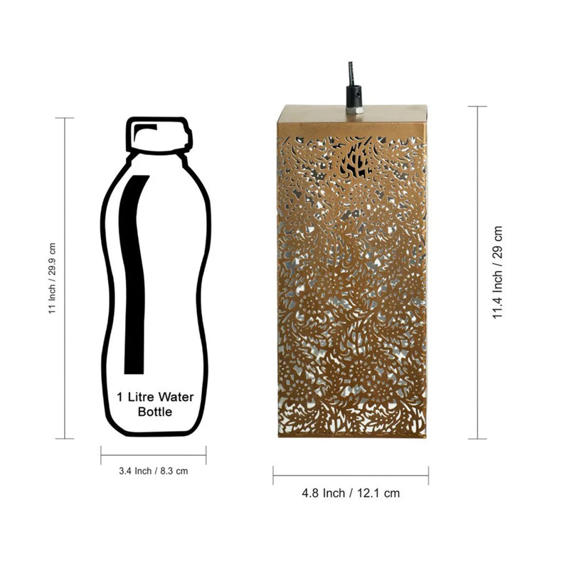 Monochrome Lights Hand-Etched Cuboidal Hanging Pendant Lamp In Iron (Set of 2, 27.9 cm)