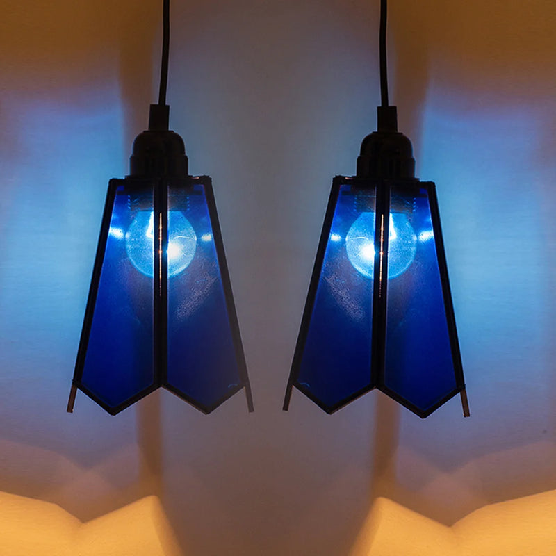 Glass Magnificence Handcrafted Conical Hanging Pendant Lamp in Glass & Iron (Set of 2, 20.3 cm)