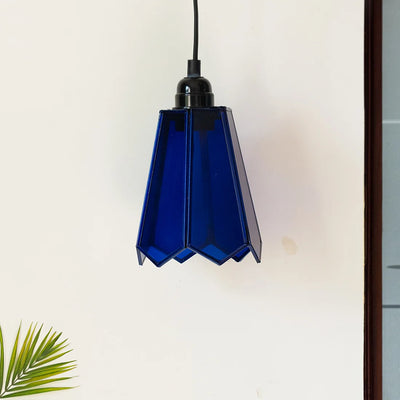 Glass Magnificence Handcrafted Conical Hanging Pendant Lamp in Glass & Iron (Set of 2, 20.3 cm)
