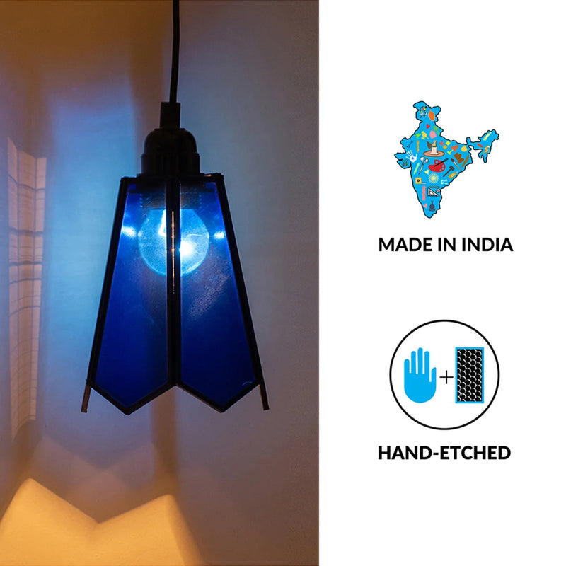 Glass Magnificence Handcrafted Conical Hanging Pendant Lamp in Glass & Iron (Set of 2, 20.3 cm)