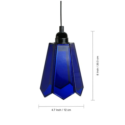 Glass Magnificence Handcrafted Conical Hanging Pendant Lamp in Glass & Iron (Set of 2, 20.3 cm)