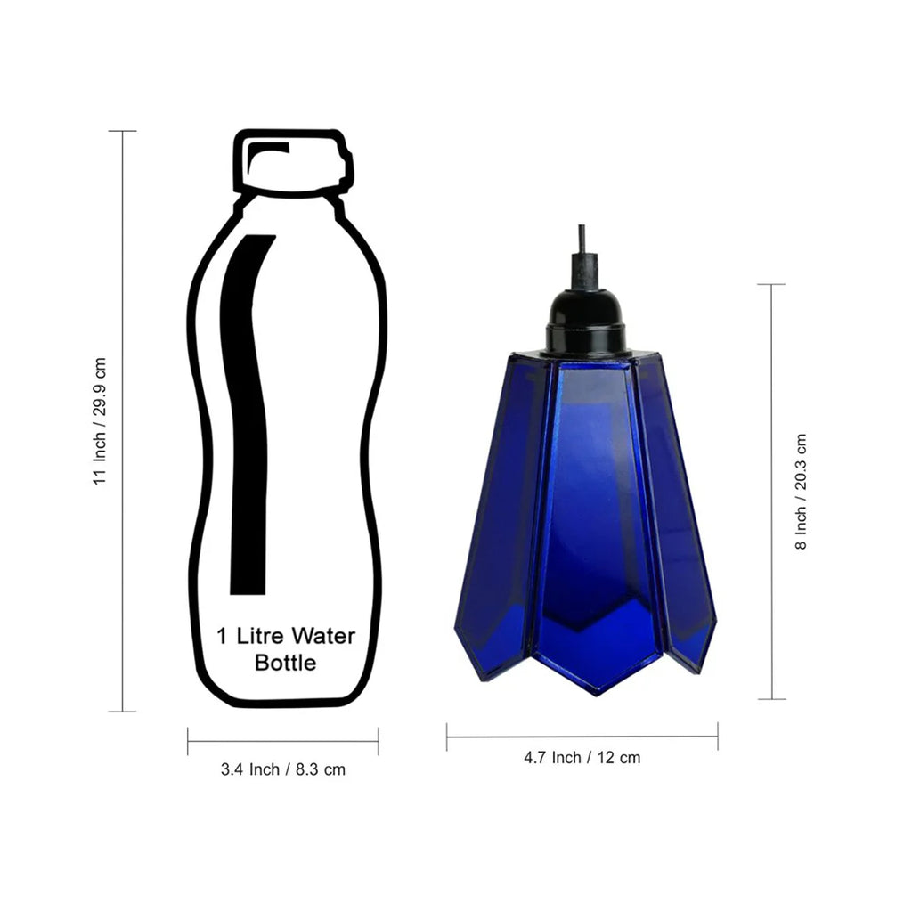 Glass Magnificence Handcrafted Conical Hanging Pendant Lamp in Glass & Iron (Set of 2, 20.3 cm)