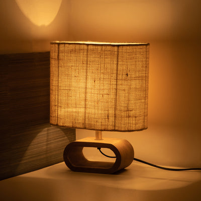'Stacked Geometry' Decorative Wooden Table Lamp (12.6 Inches)