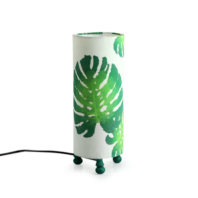 'Tropical Leaf' Decorative Wooden Table Lamp (13.6 Inches)