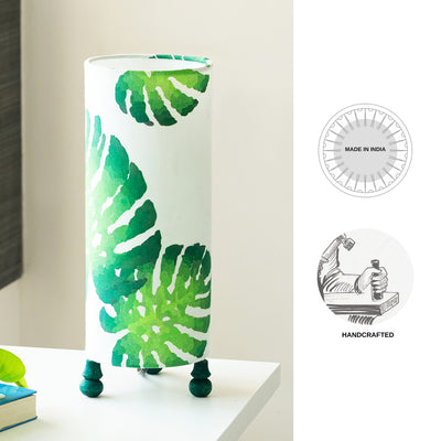 'Tropical Leaf' Decorative Wooden Table Lamp (13.6 Inches)