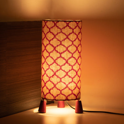 'Moroccan Red' Decorative Wooden Table Lamp (11.9 Inches)
