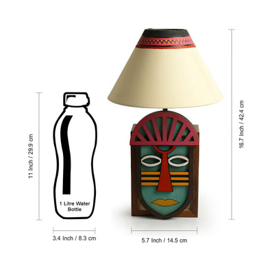 Tribal 'Moonlit African Mask' Decorative Table Lamp (16 Inch, Hand-Painted)